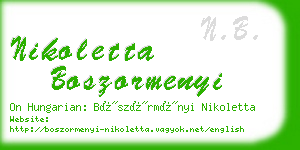 nikoletta boszormenyi business card